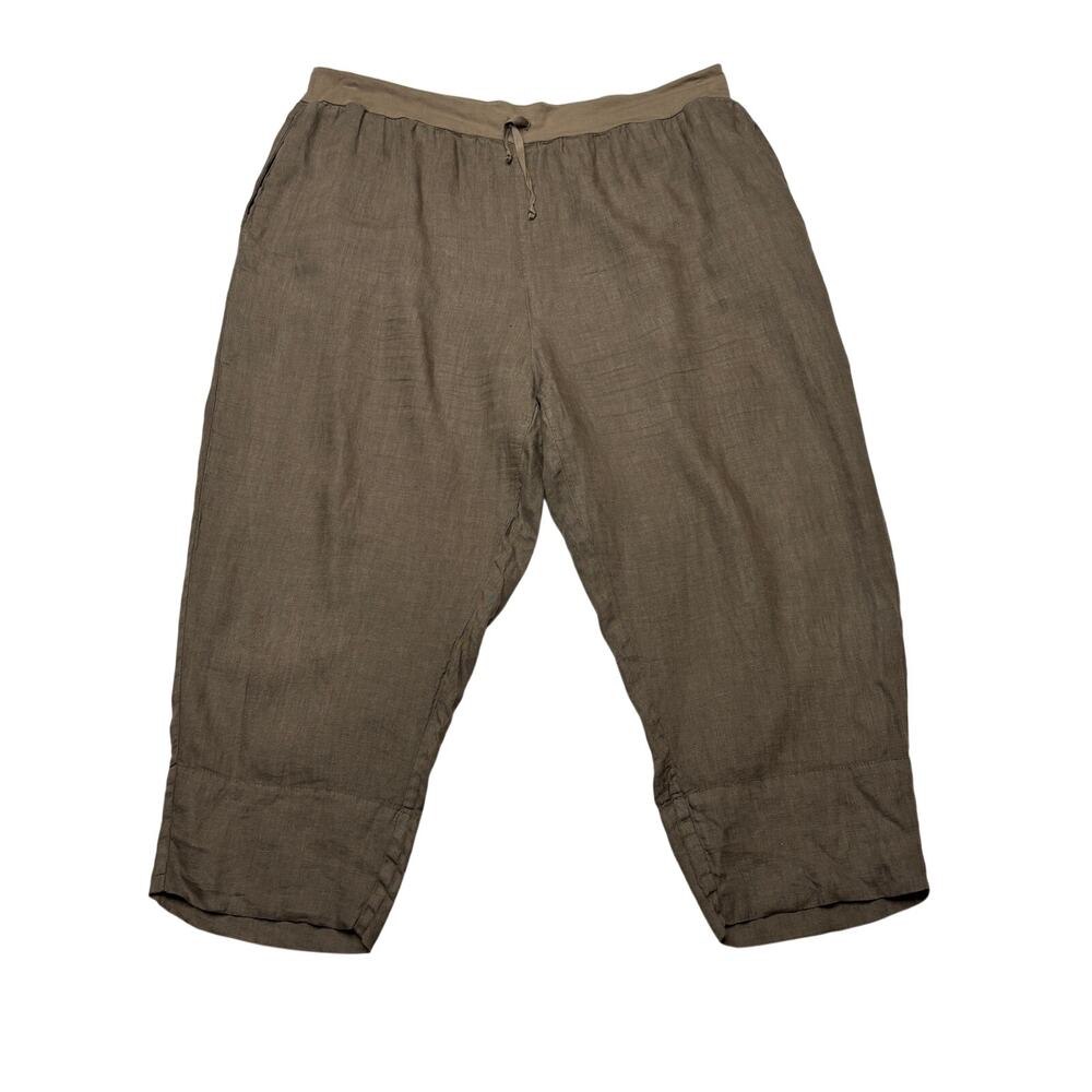 Flax Renewed Flood Linen Drawstring Pants Women's XL Wide Leg Lagenlook